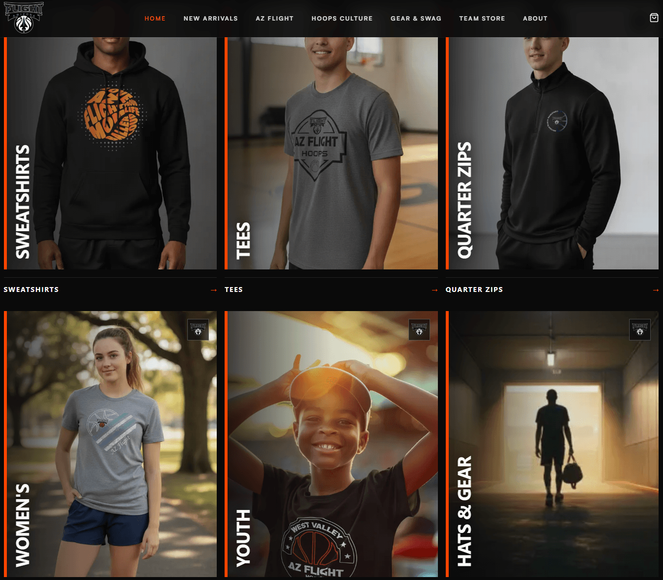 The AZ Flight Hoops team store, built on Forge612